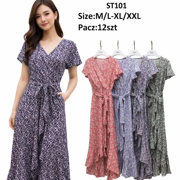 Sukienki damskie Roz M-2XL,  Mix Kolor .Paczka 12 szt